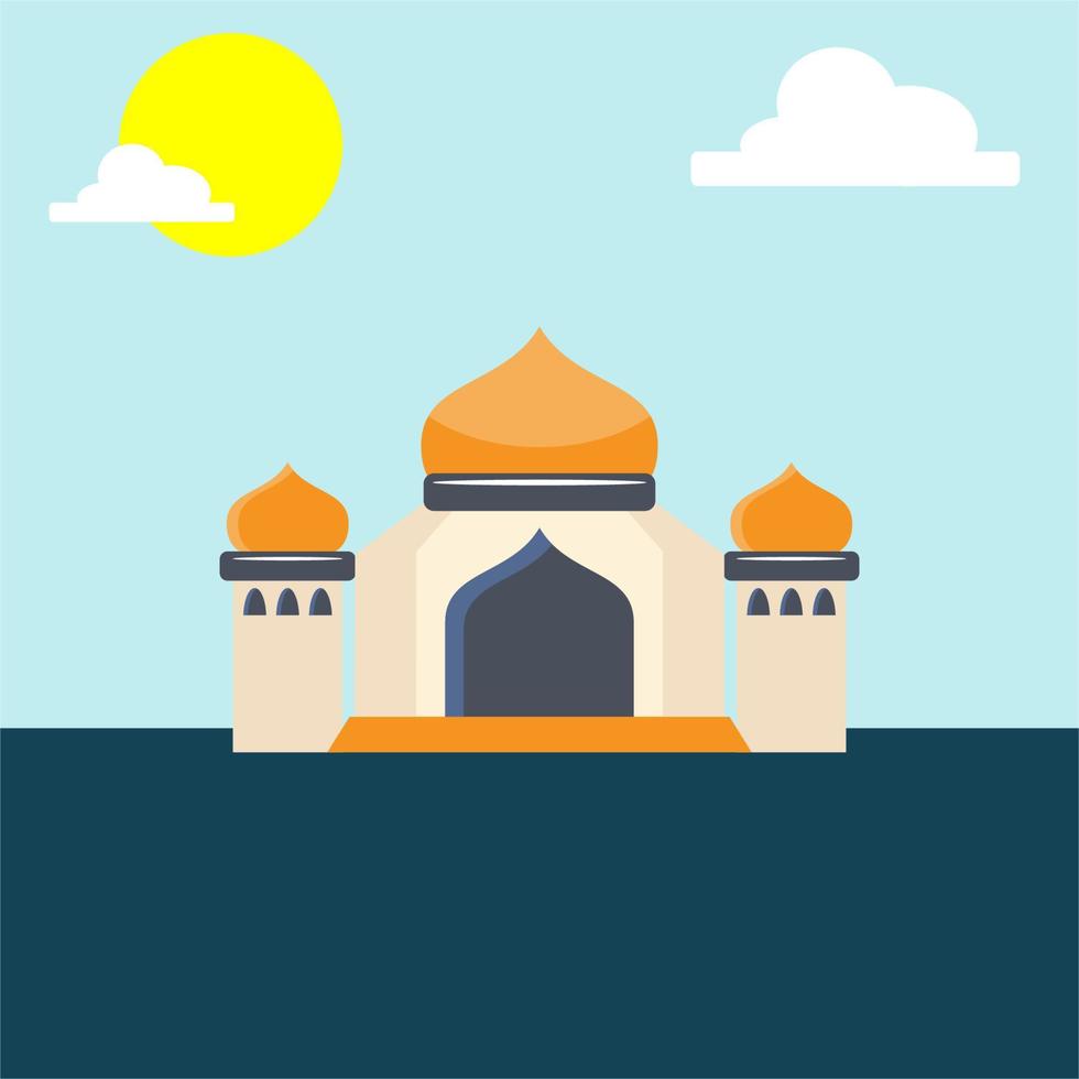 illustration mosque in the daytime.Islamic holiday greeting background template for social media. vector