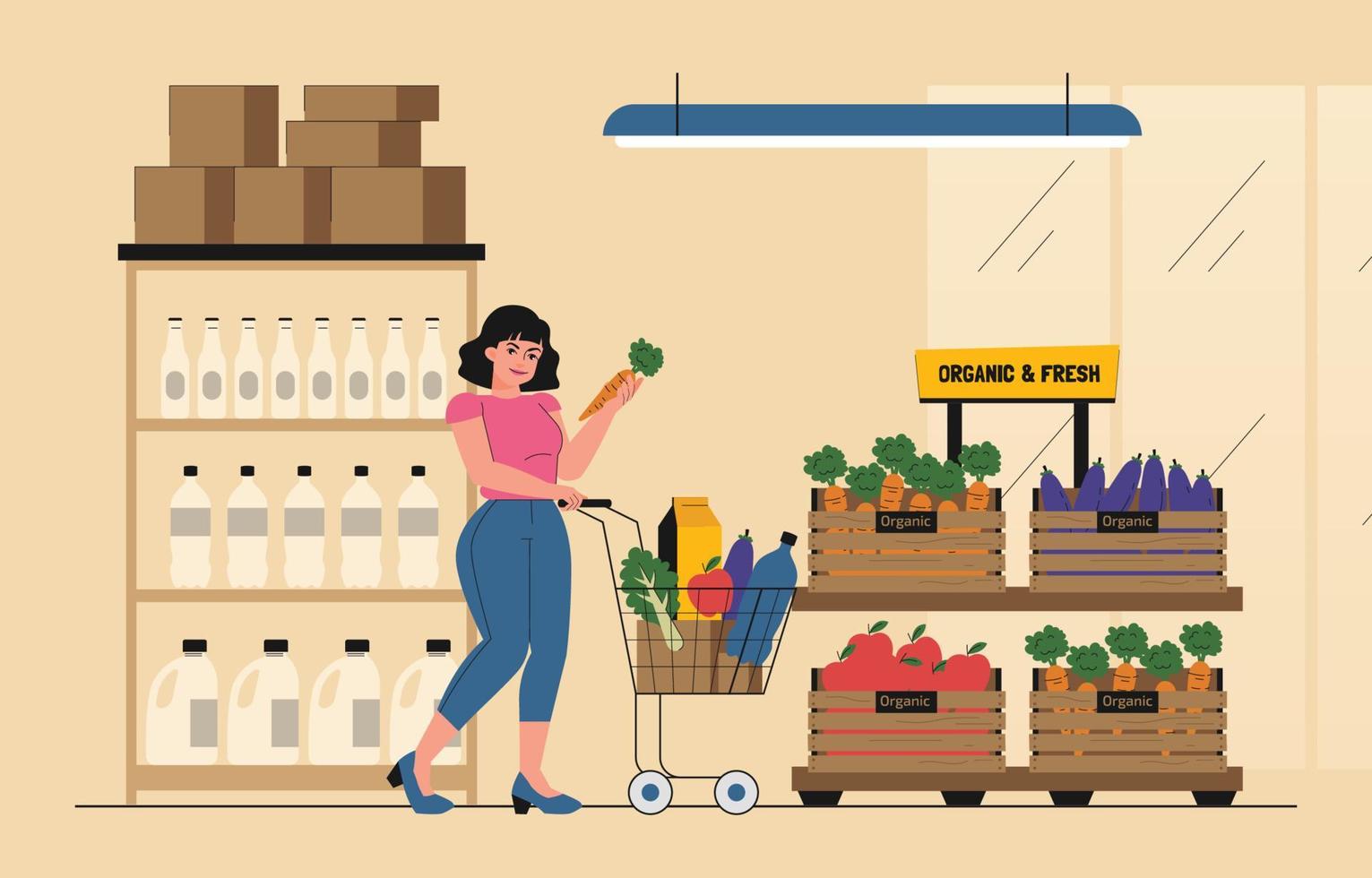 compras de alimentos organicos vector