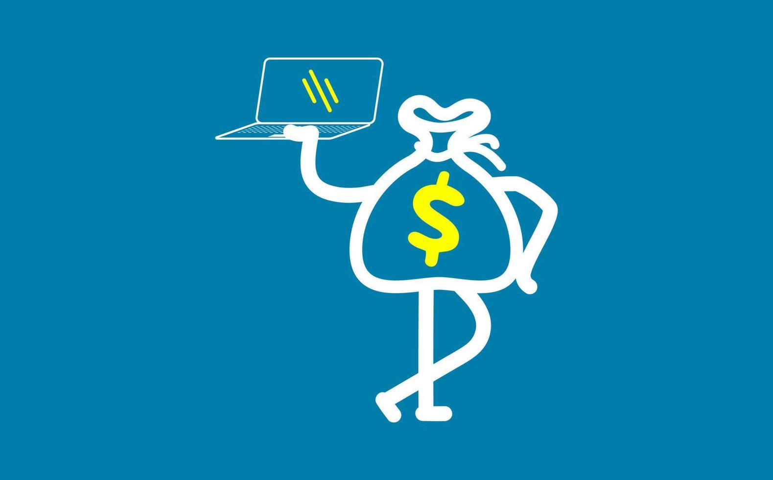 Illustration of Make Money With digital media. entrepreneur, happy to earn money. Suitable for Business Content, online work, remote work, freelance work, work during a pandemic. vector