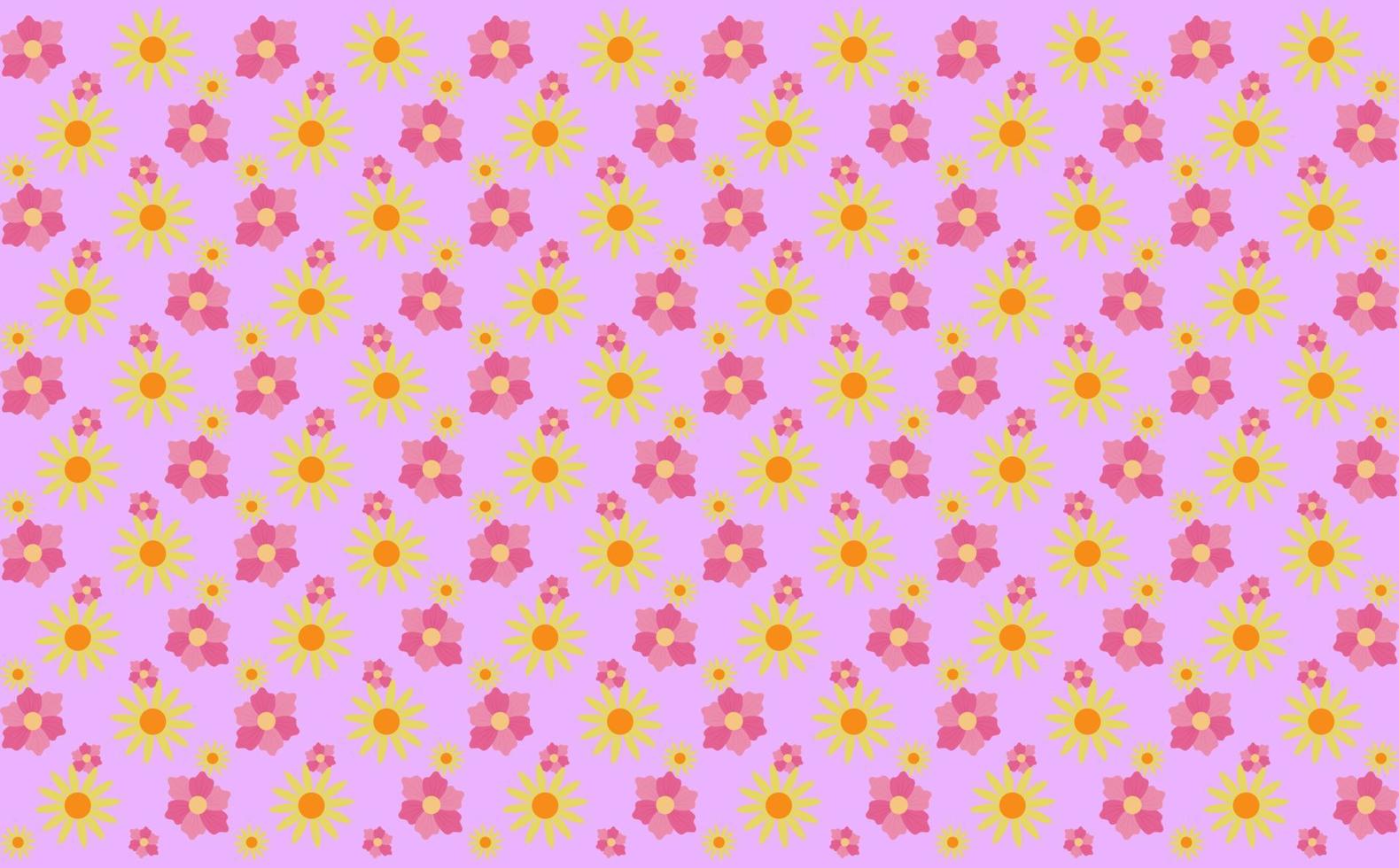 Pattern illustration of daisy and roses, on pink background, Chamomile flower buds, Seamless floral pattern, Floral pattern texture concept. minimal prints for cards or wrapping paper vector