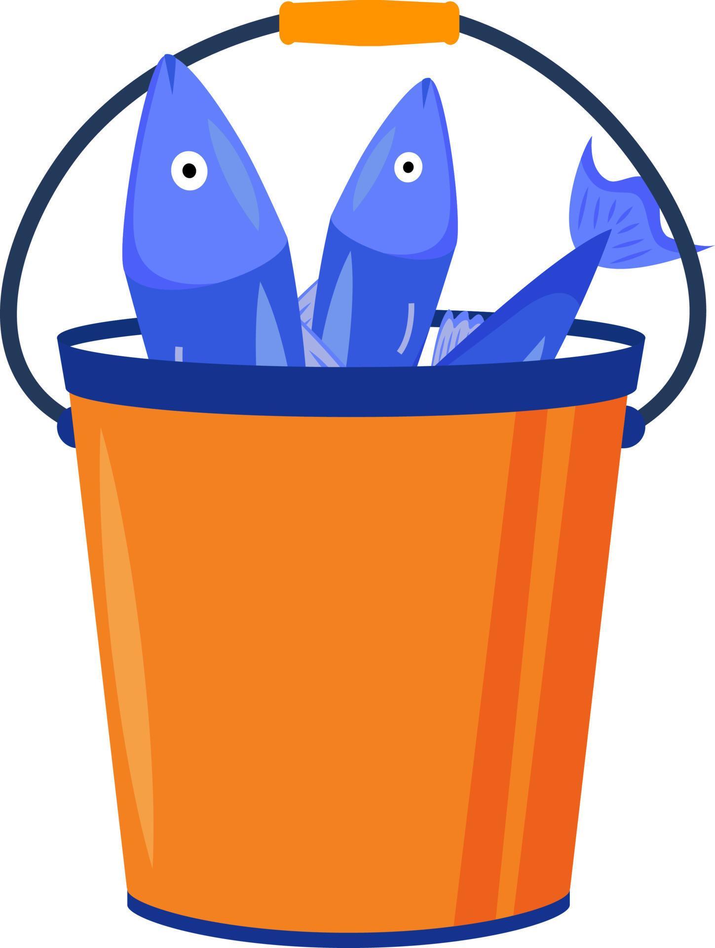 Bucket with fish semi flat color vector object 8652344 Vector Art at Vecteezy