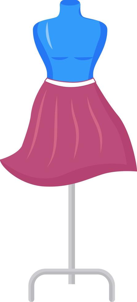 Sewing mannequin for wavy skirt fitting semi flat color vector object