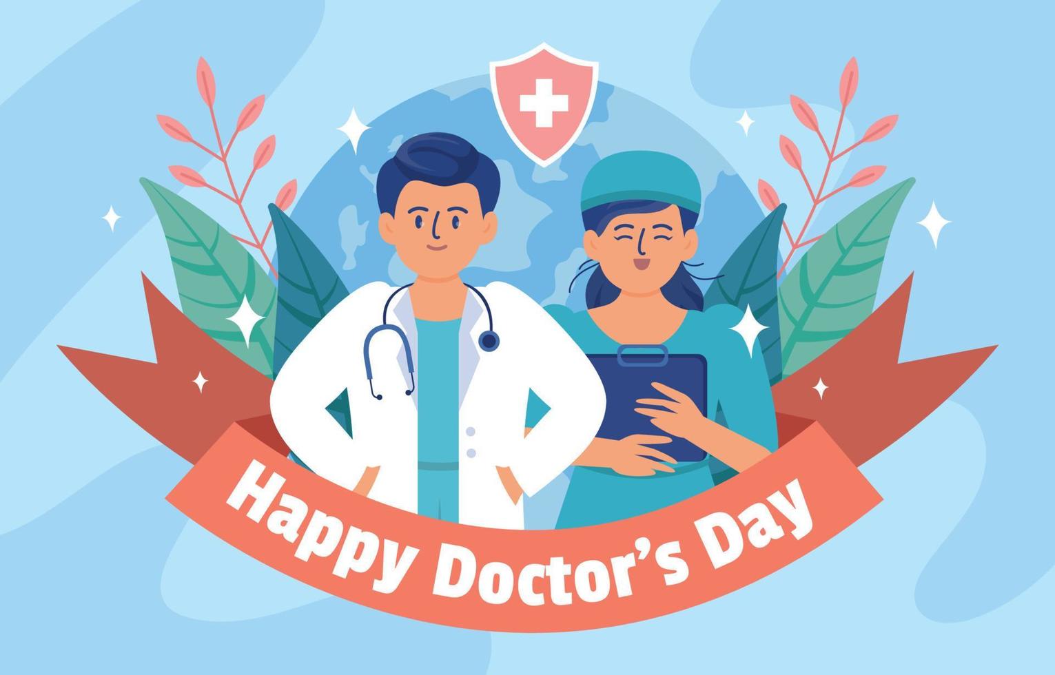 feliz dia del medico plantilla de saludos vector