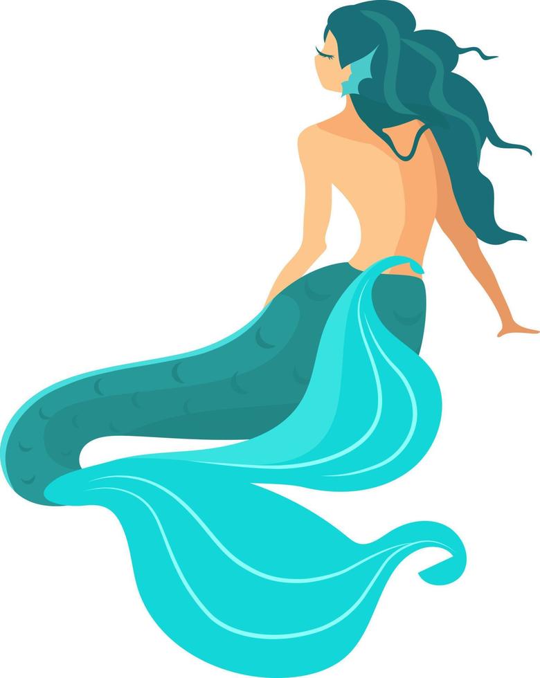 carácter vectorial de color semiplano de sirena vector