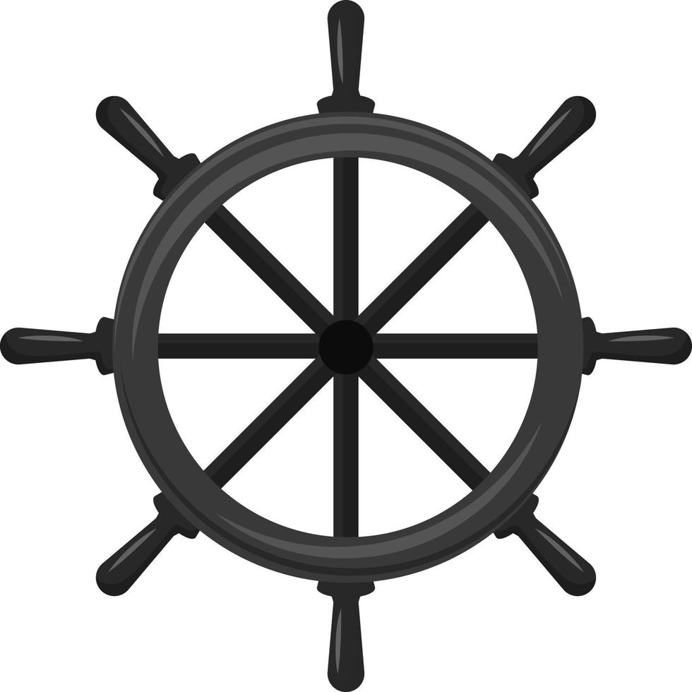 Ship steering wheel semi flat color vector object