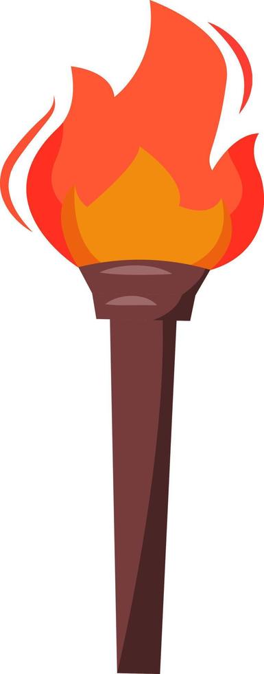 Torch with fire semi flat color vector object