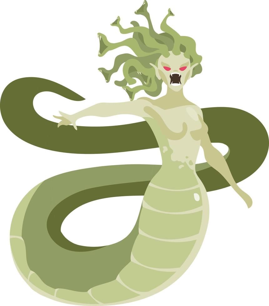 Snake-haired monstrous creature semi flat color vector character