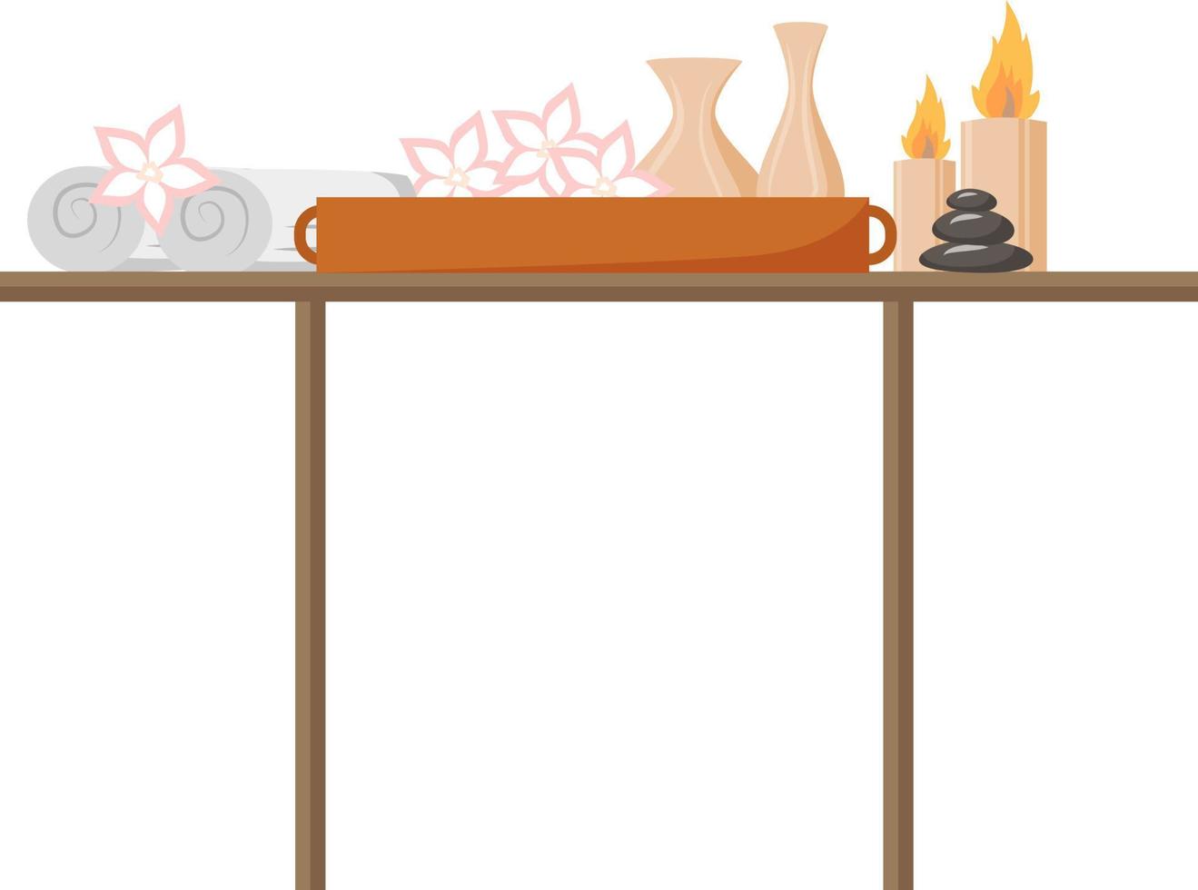 mesa con productos de spa objeto vectorial de color semiplano vector