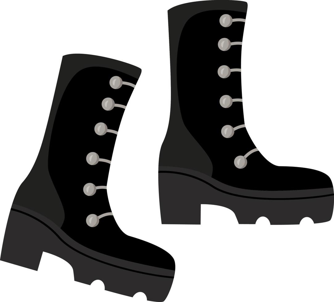 Black ankle boots semi flat color vector object