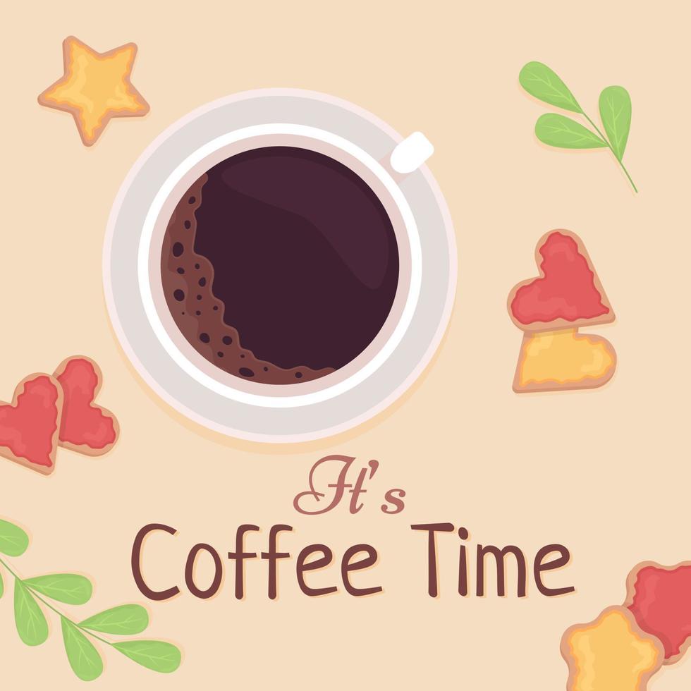 es plantilla de tarjeta de tiempo de café vector