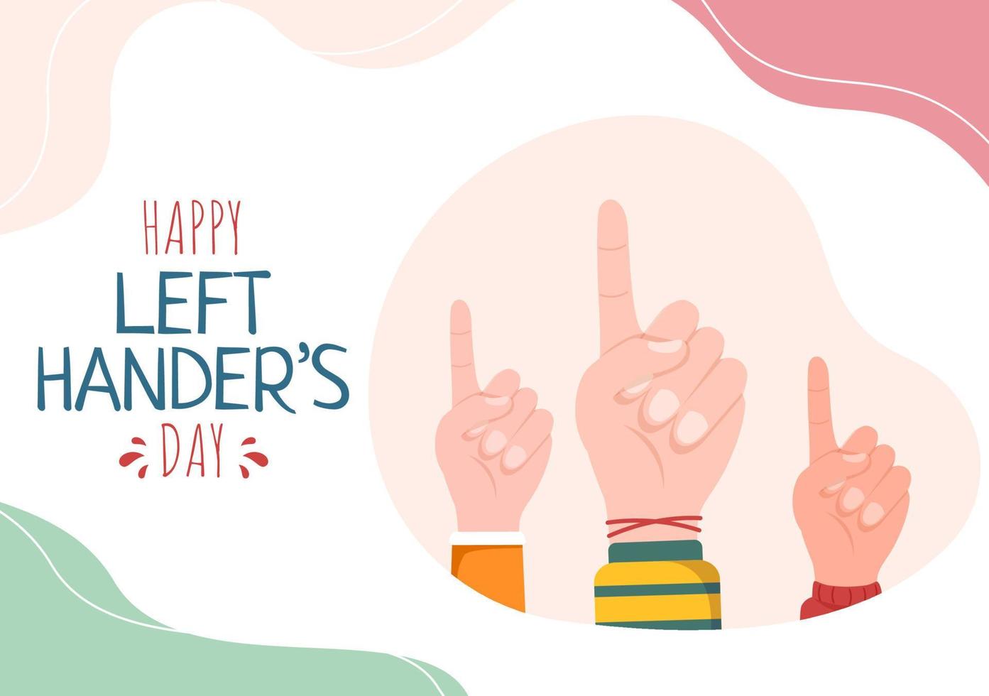 International Left Handers Day Celebration with her Left Hand Raised on the August in Cartoon Style Background Illustration vector