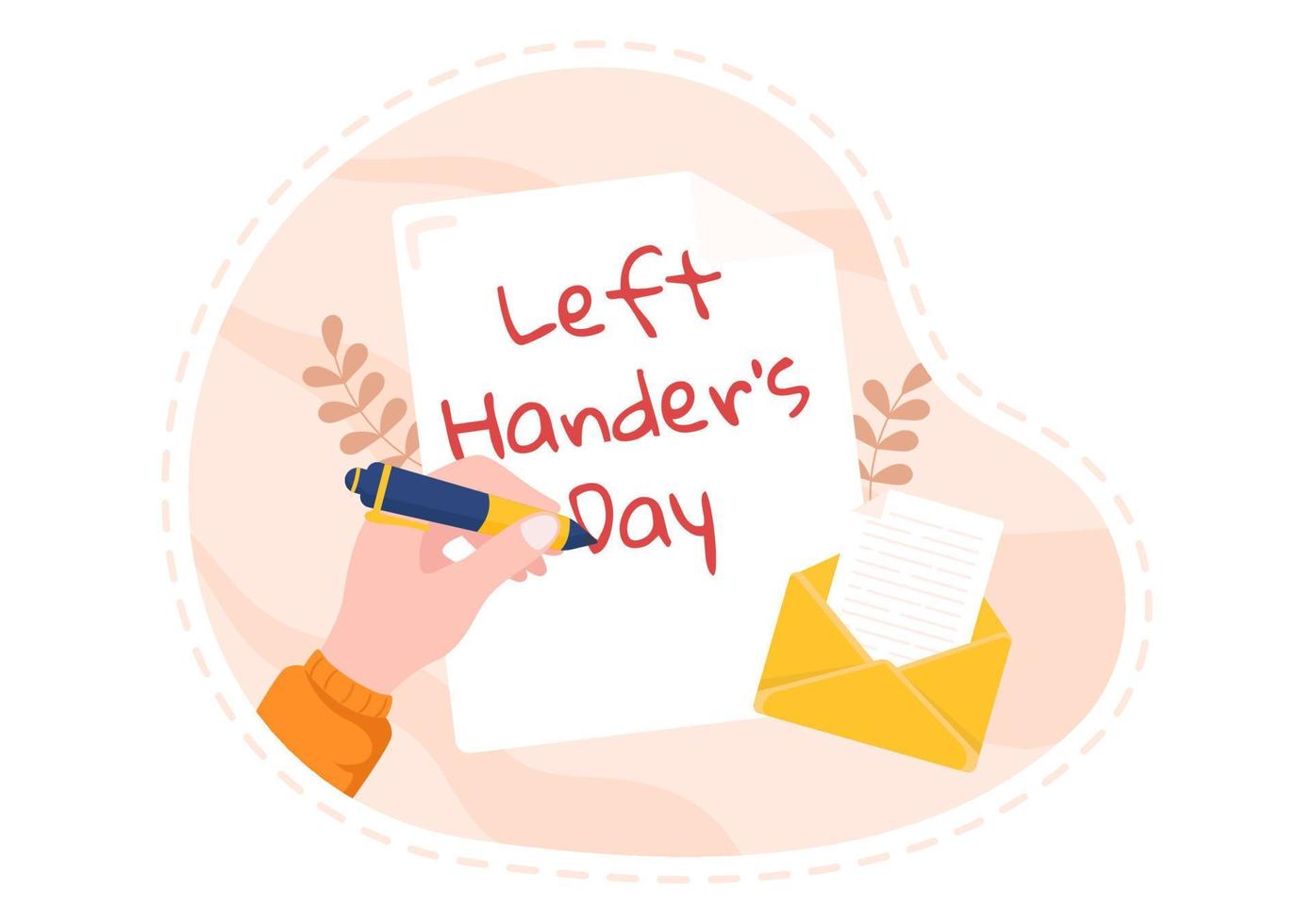 International Left Handers Day Celebration with her Left Hand Raised on the August in Cartoon Style Background Illustration vector