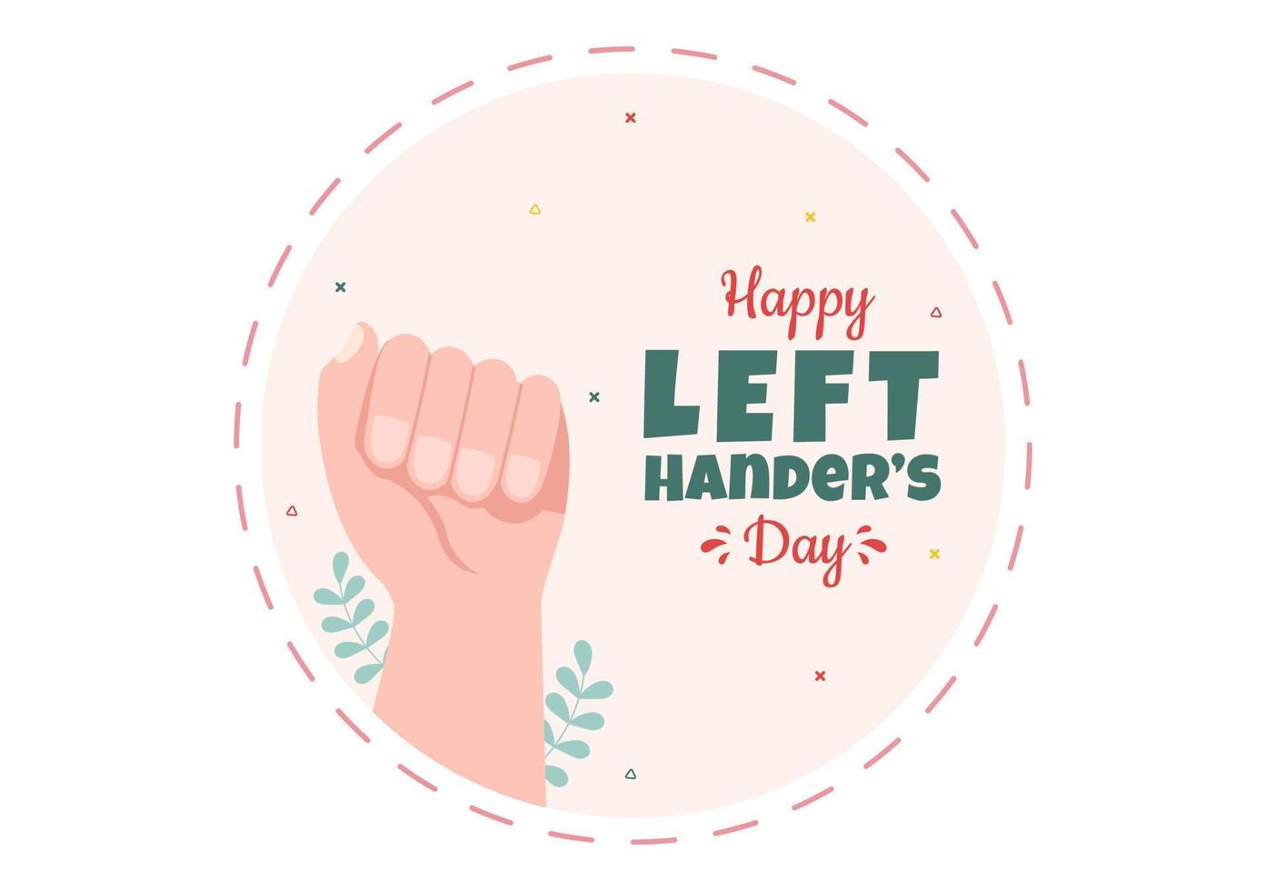 International Left Handers Day Celebration with her Left Hand Raised on the August in Cartoon Style Background Illustration vector