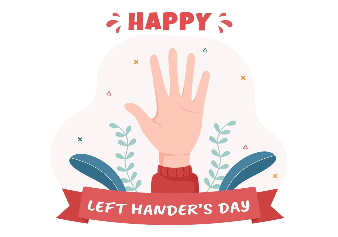 International Left Handers Day Celebration with her Left Hand Raised on the August in Cartoon Style Background Illustration vector