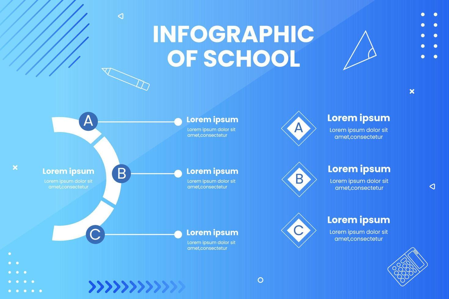 volver a la escuela plantilla de infografía de redes sociales ilustración de vector de fondo de dibujos animados plana