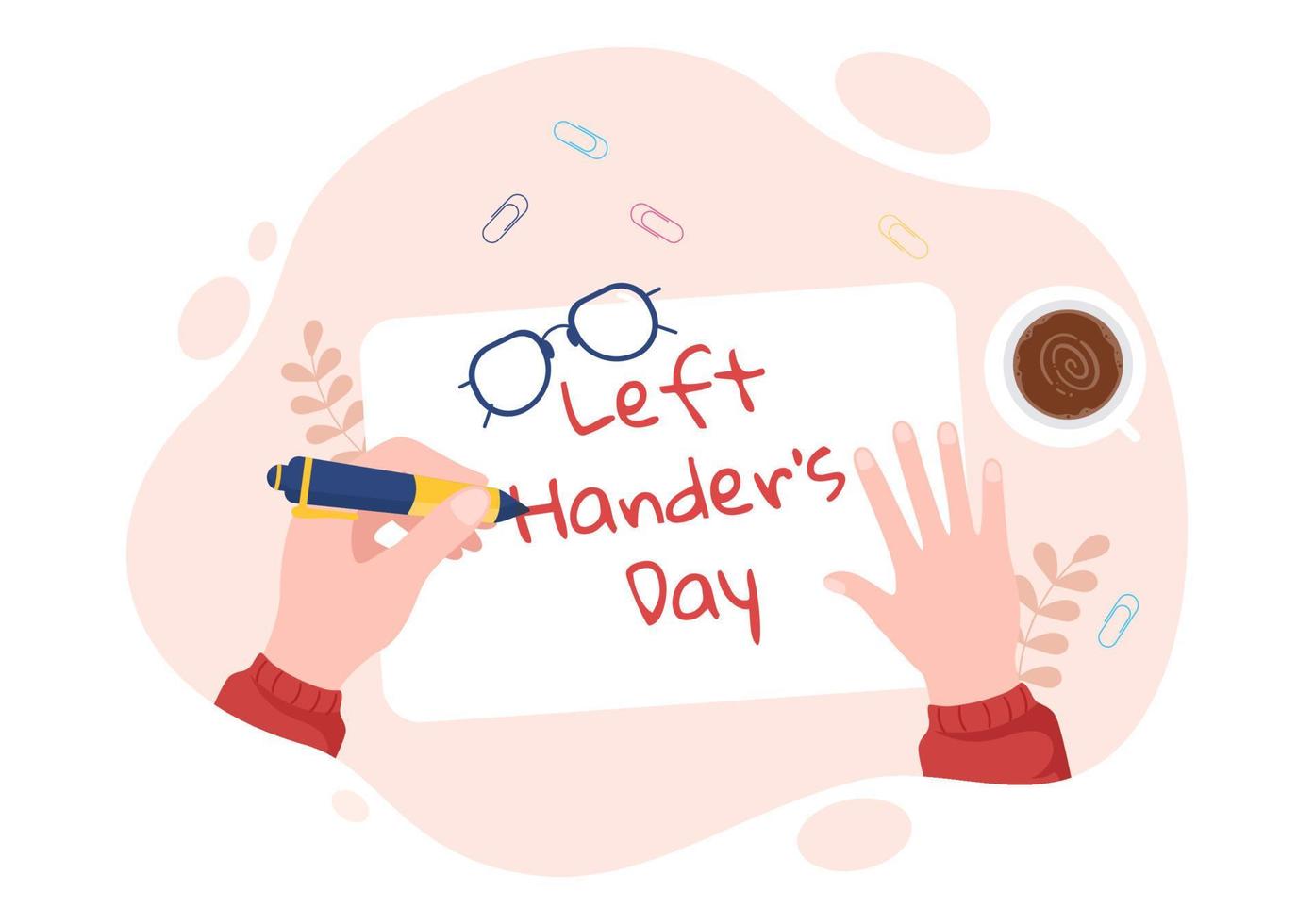 International Left Handers Day Celebration with her Left Hand Raised on the August in Cartoon Style Background Illustration vector