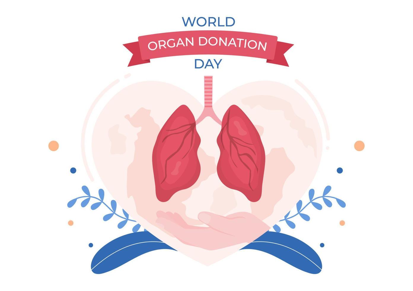 día mundial de la donación de órganos con riñones, corazón, pulmones, ojos o hígado para trasplante, salvando vidas y atención médica en dibujos animados planos vector