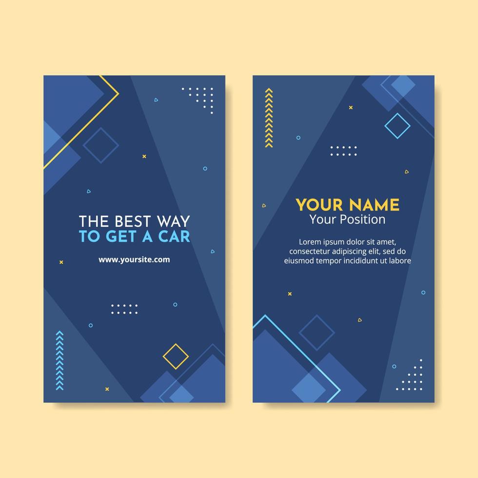 Car Rental Social Media Card Vertical Template Flat Cartoon Background Vector Illustration