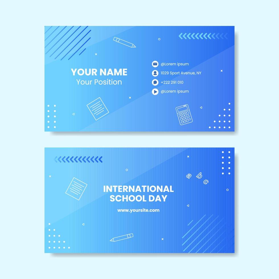 Back To School Social Media Card Horizontal Template Flat Cartoon Background Vector Illustration