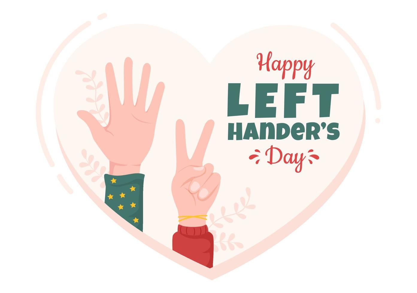 International Left Handers Day Celebration with her Left Hand Raised on the August in Cartoon Style Background Illustration vector