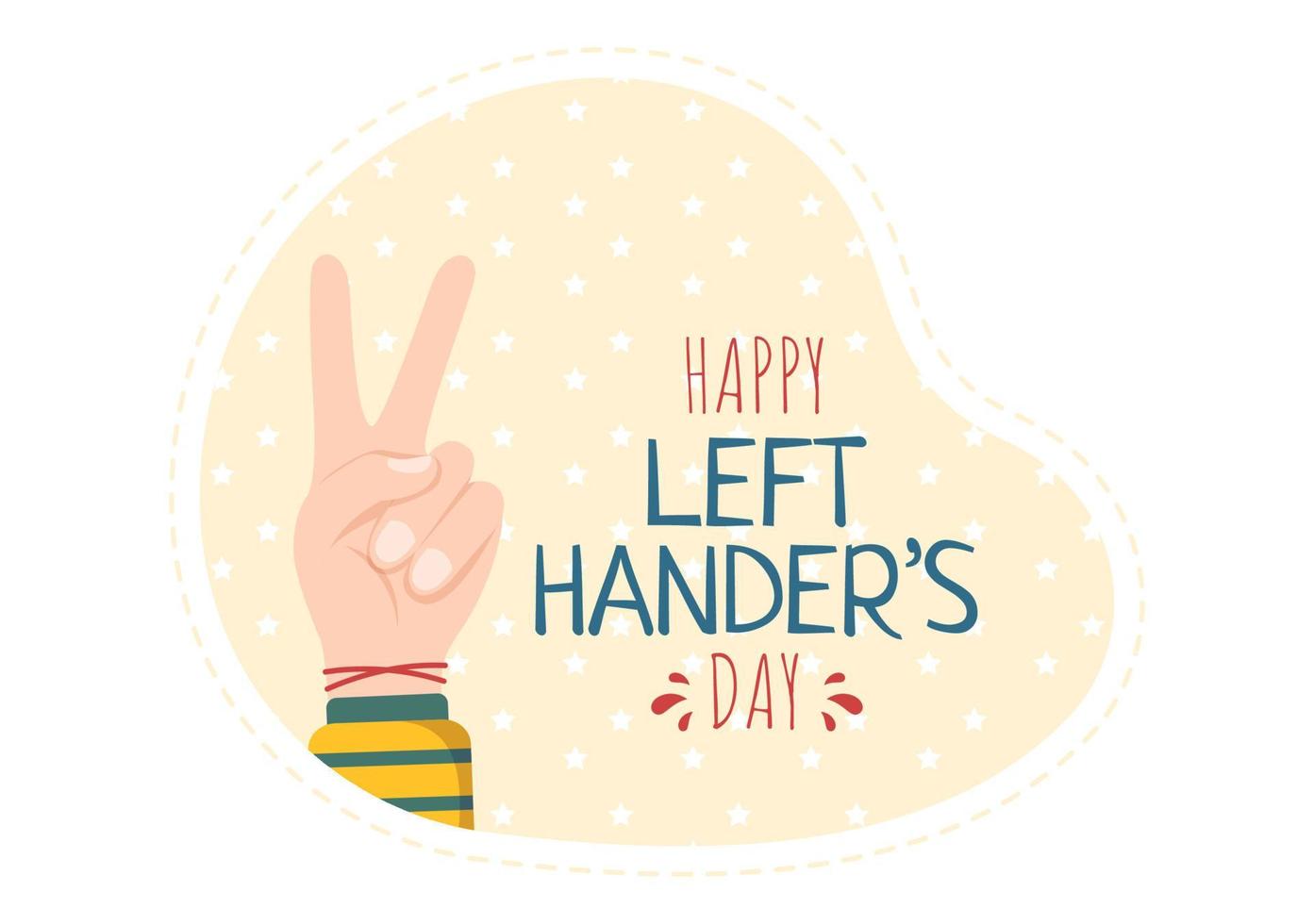 International Left Handers Day Celebration with her Left Hand Raised on the August in Cartoon Style Background Illustration vector