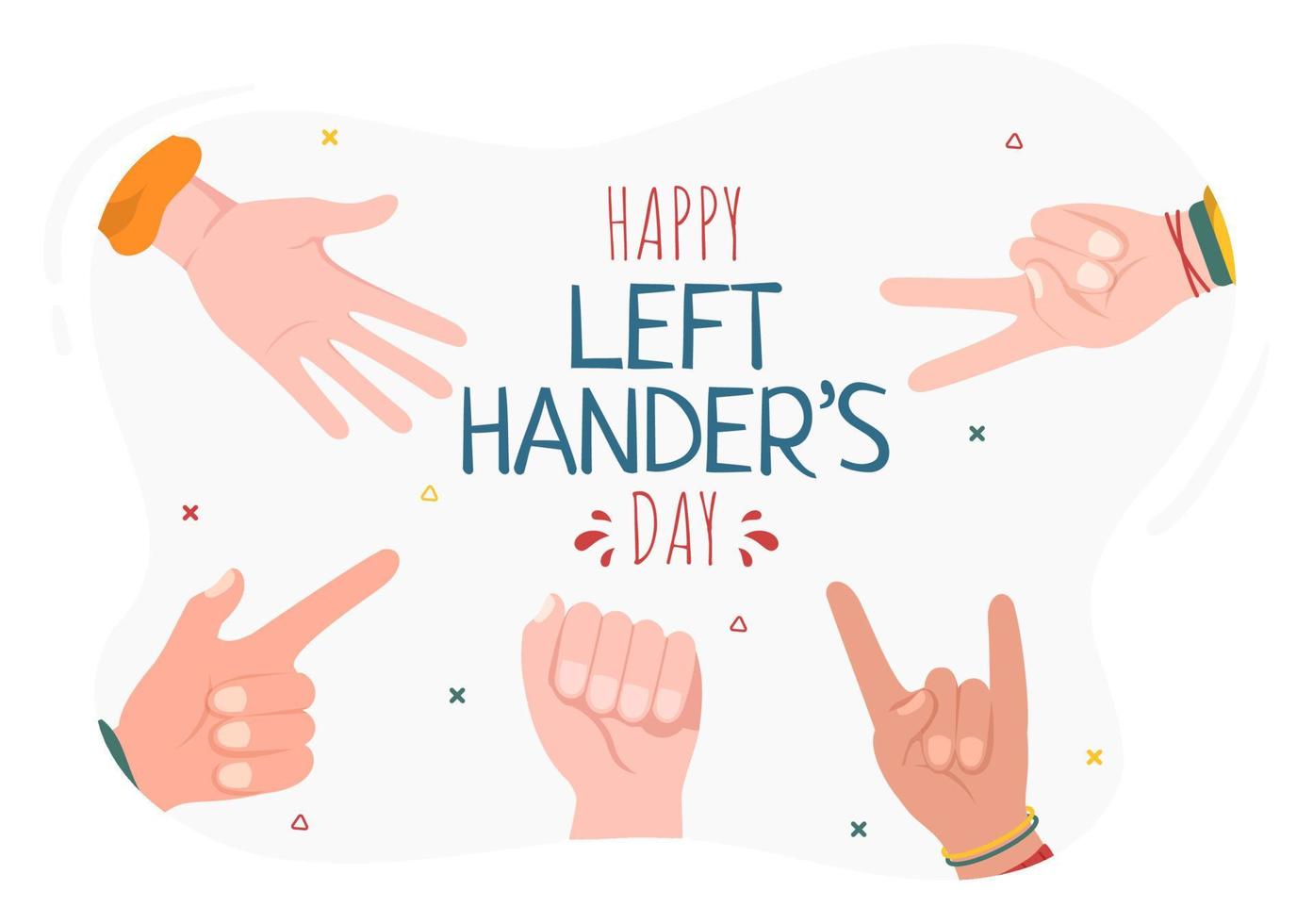 International Left Handers Day Celebration with her Left Hand Raised on the August in Cartoon Style Background Illustration vector