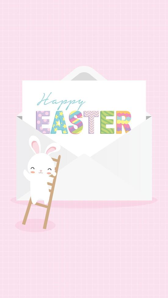 tarjeta de felicitación de pascua con lindo conejito vector