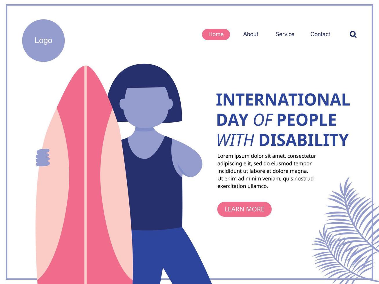 Web Landing page template for international day of people with disability vector