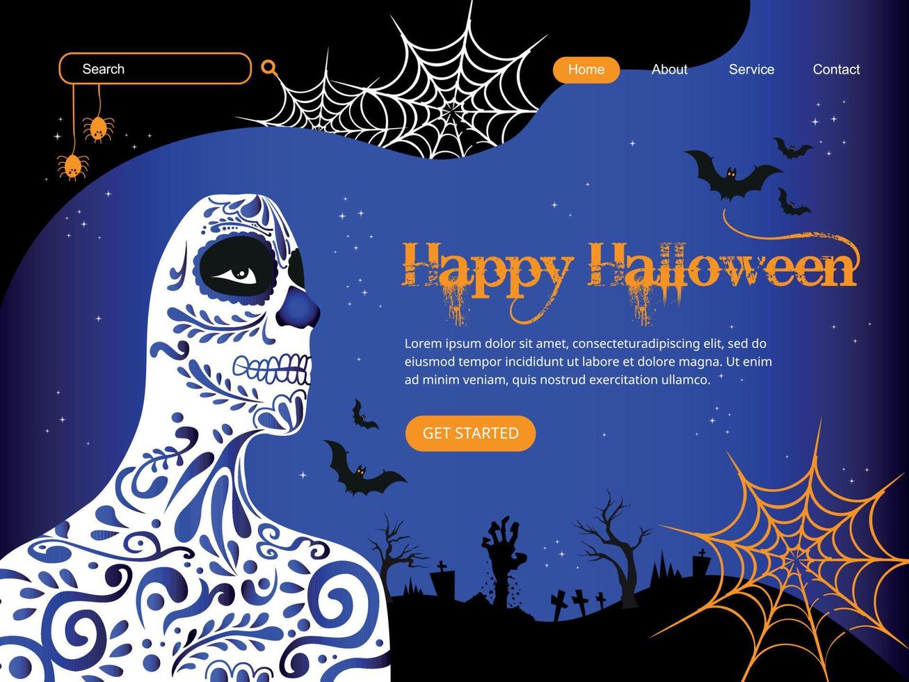 Happy halloween landing page template vector