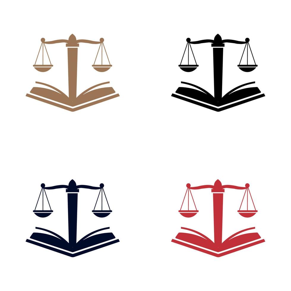 Book and scale of justice logo collection vector
