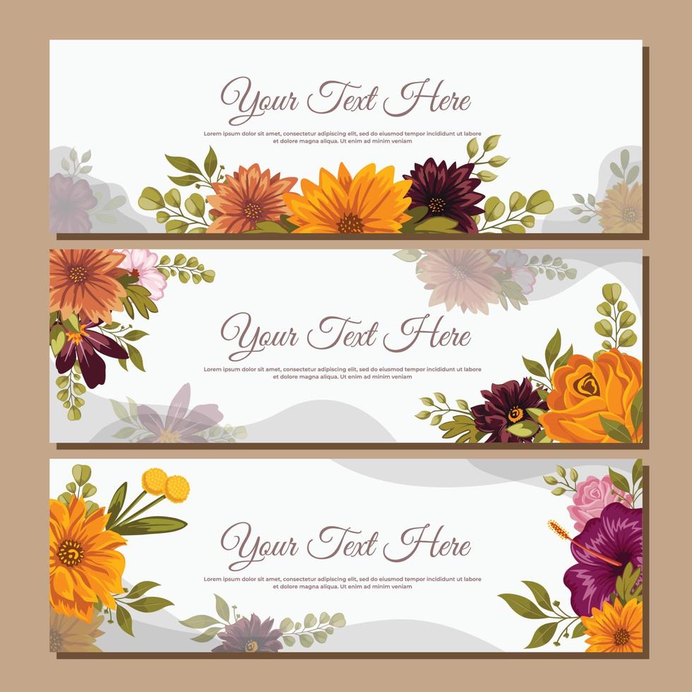 Fall Flowers Banners vector