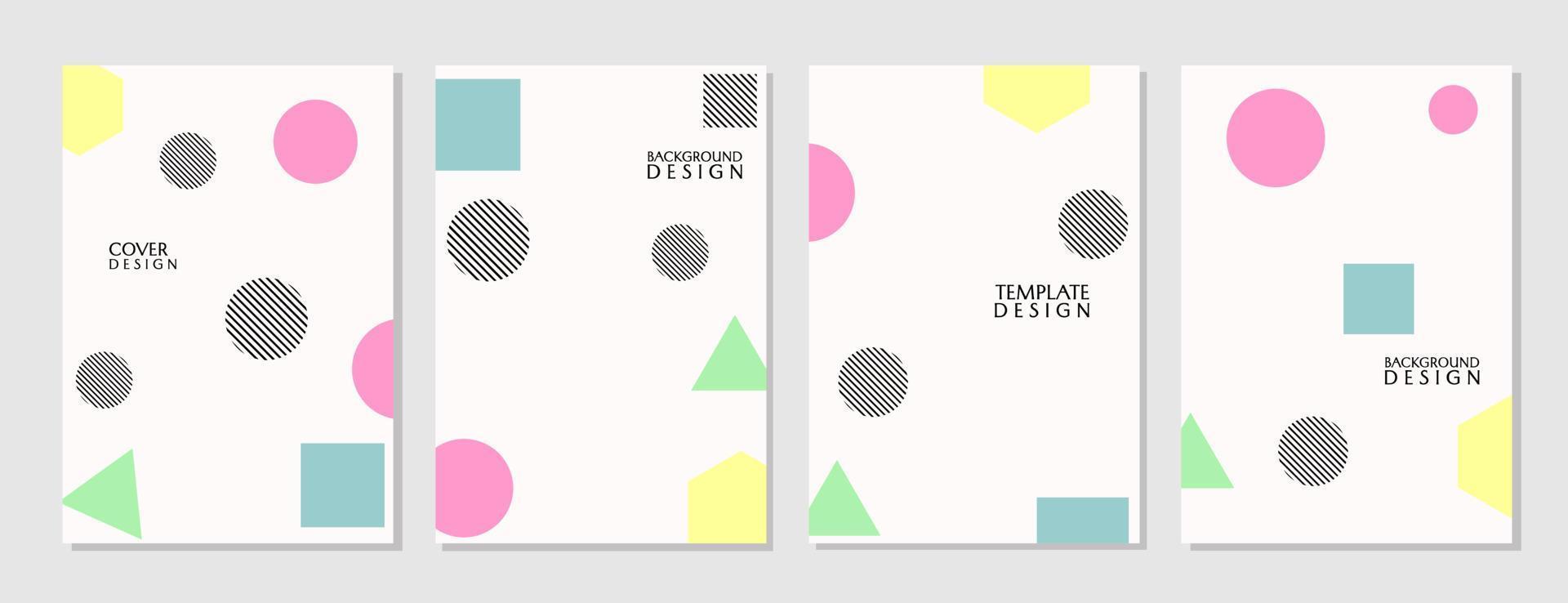 vector design. set of trendy abstract cover templates. white background with circle, triangle and square shape elements.