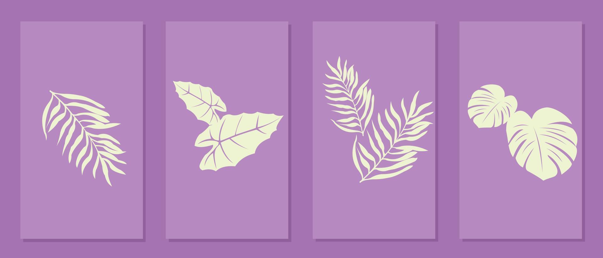 vector design. purple color social network story with leaf ornament. set of templates for social media