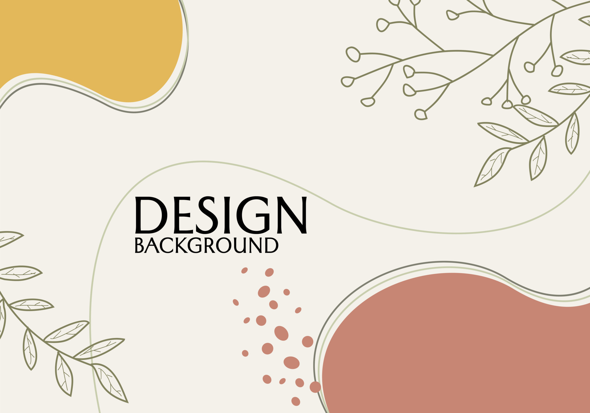Abstract aesthetic banner design with hand drawn leaf elements. spring
