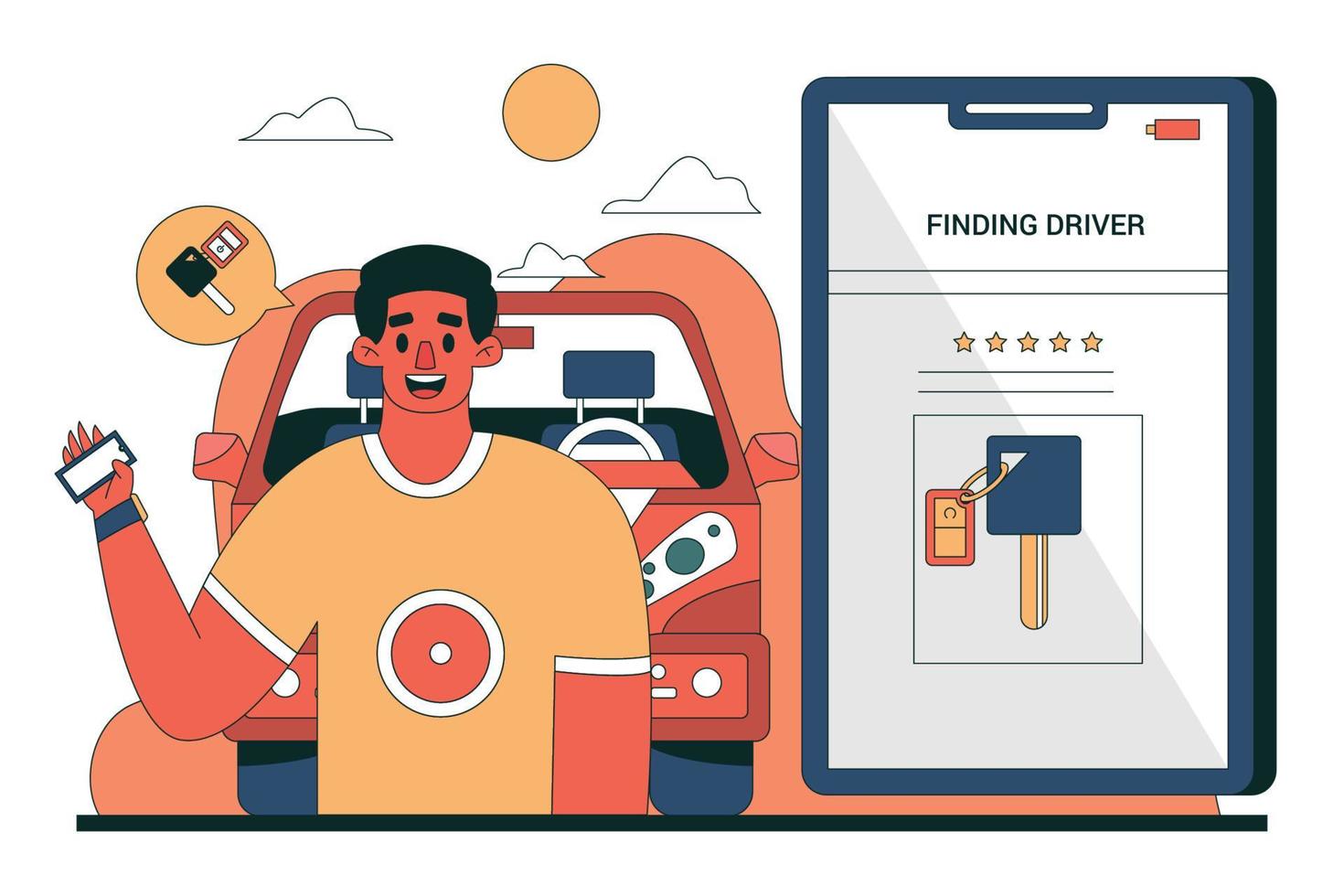 Finding Driver Flat Illustration vector