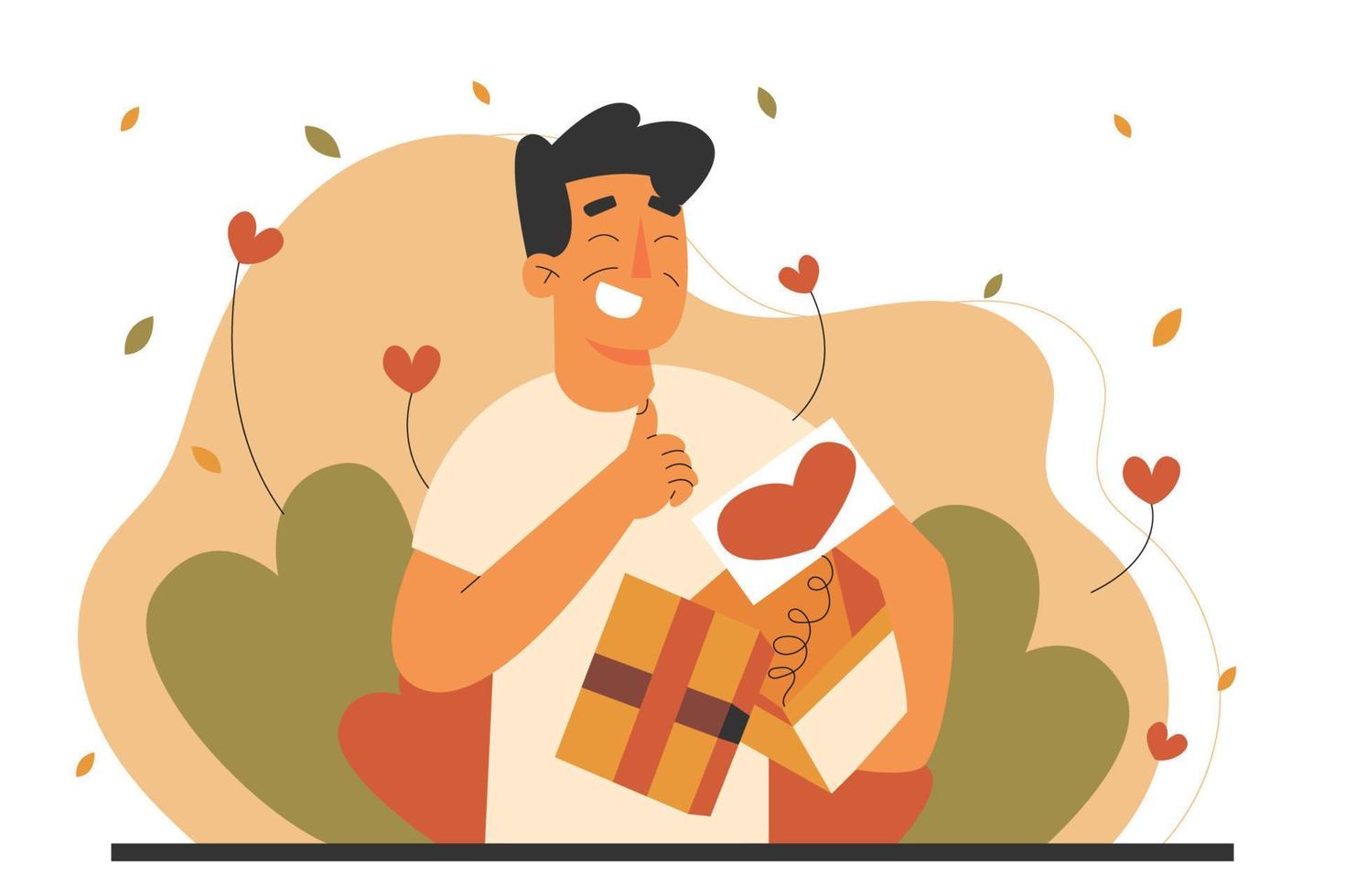 a Man and Gift Flat Illustration vector