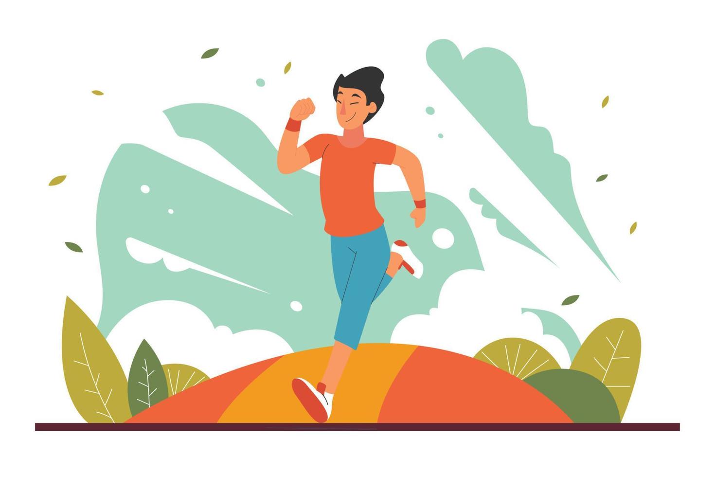 a Man Morning Run Flat Illustration vector