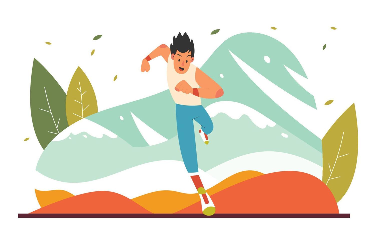 a Man Running Outdoor Flat Illustration vector