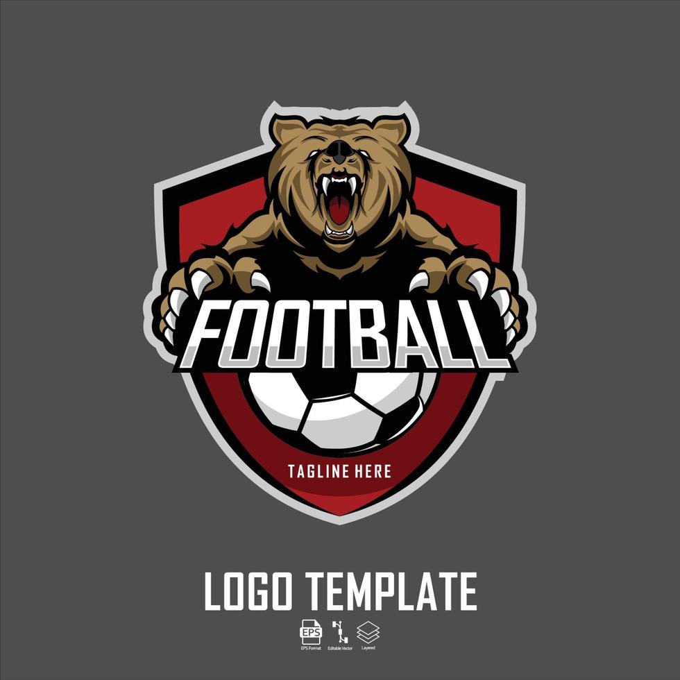 HEAD BEARS FOOT BALL LOGO WITH A GRAY BACKGROUND vector