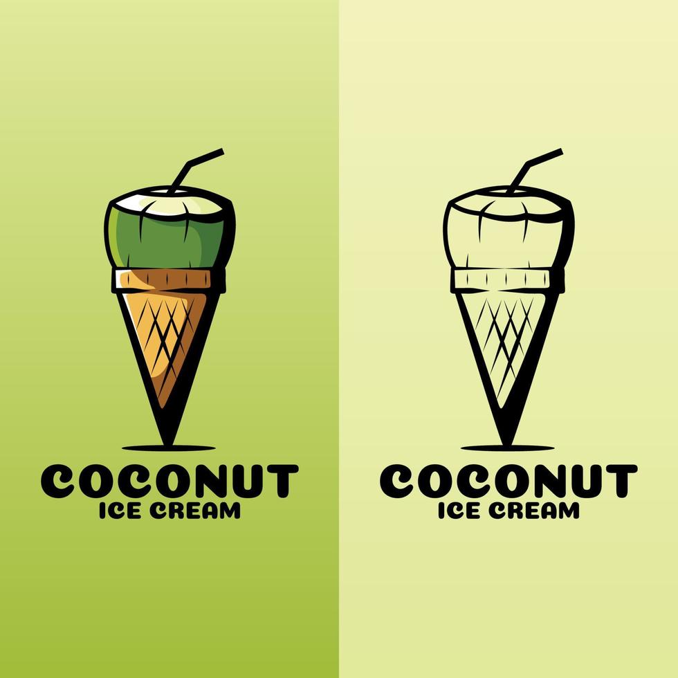 Coconut Ice Cream Art Illustration vector