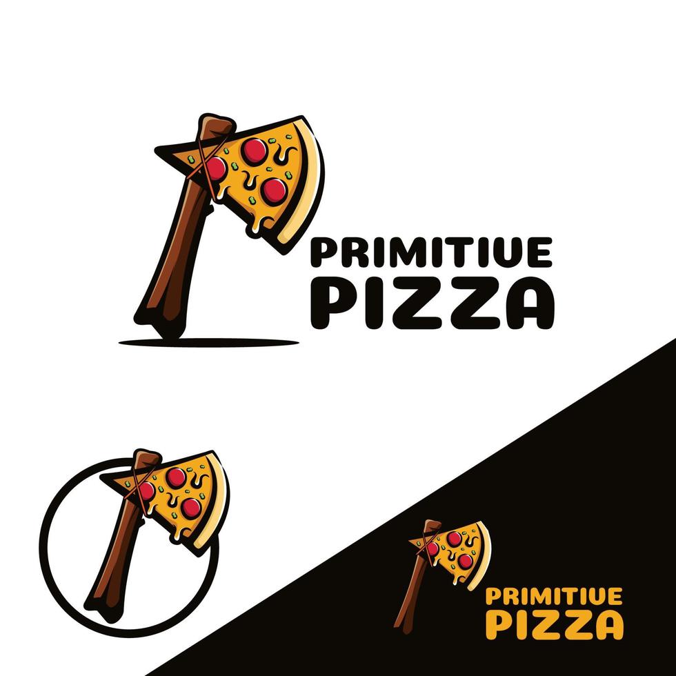 logotipo primitivo pizza arte ilustración vector