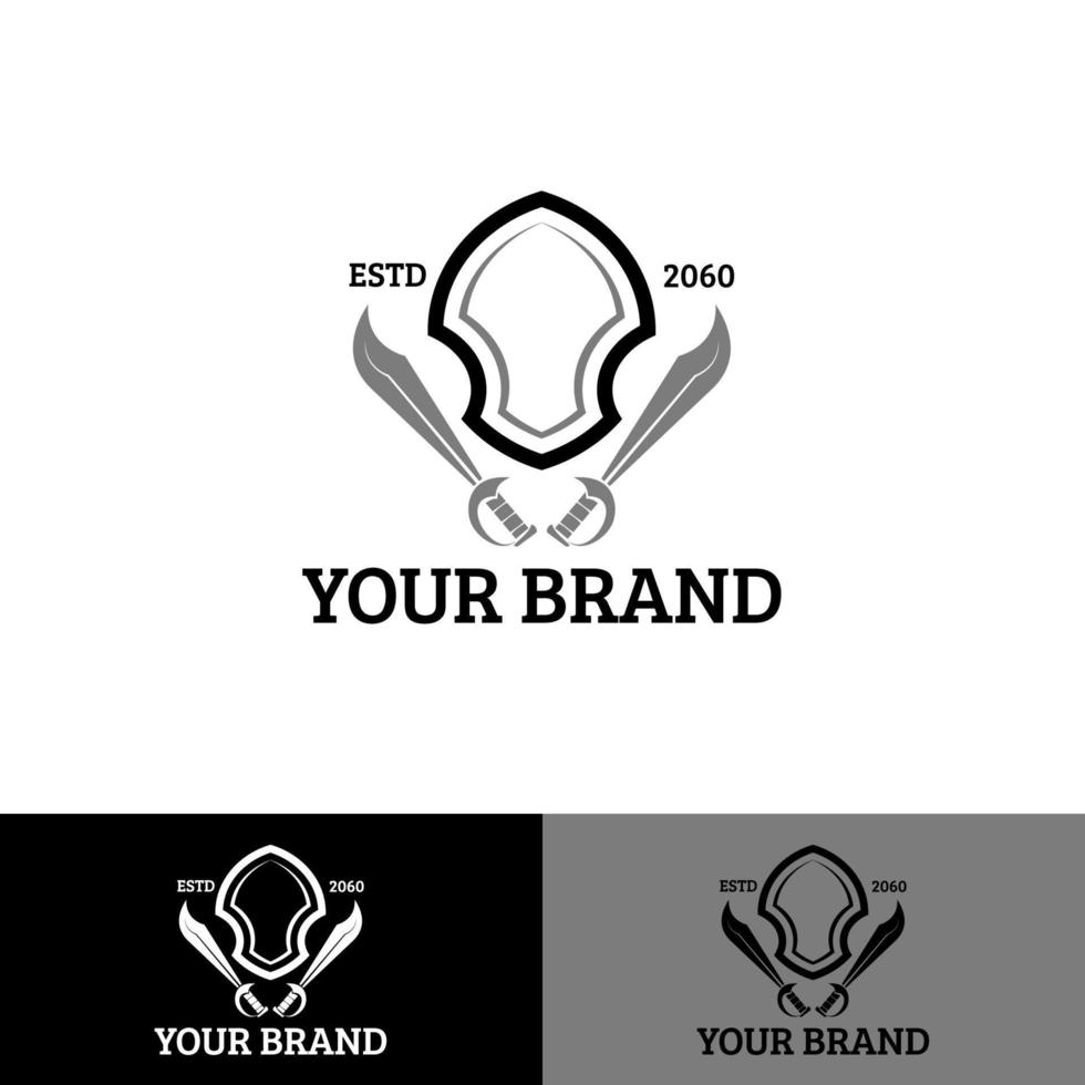 sword with shield logo company vector