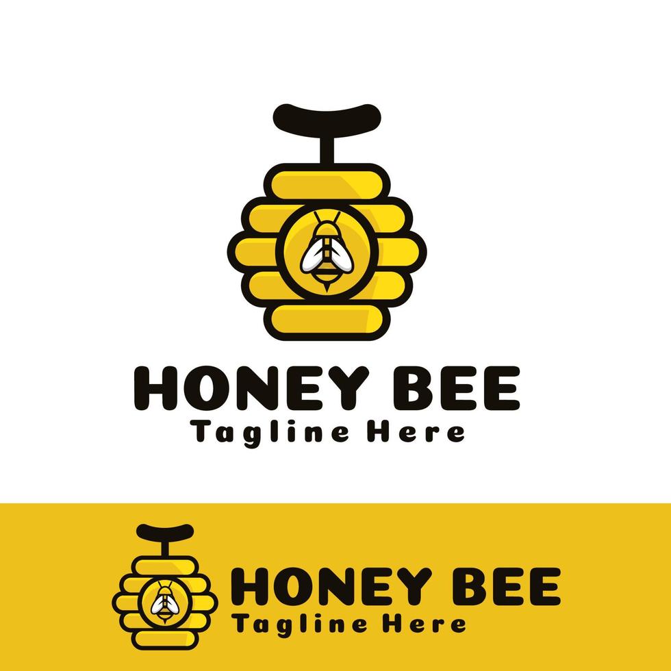 honey bee logo art vector
