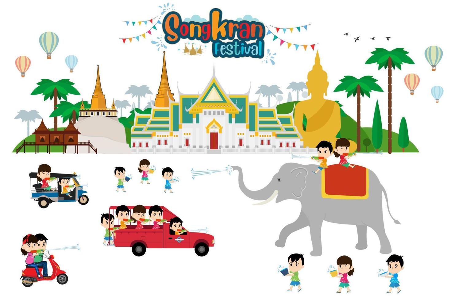 Thailand land of smile and Landmarks travel concept vector