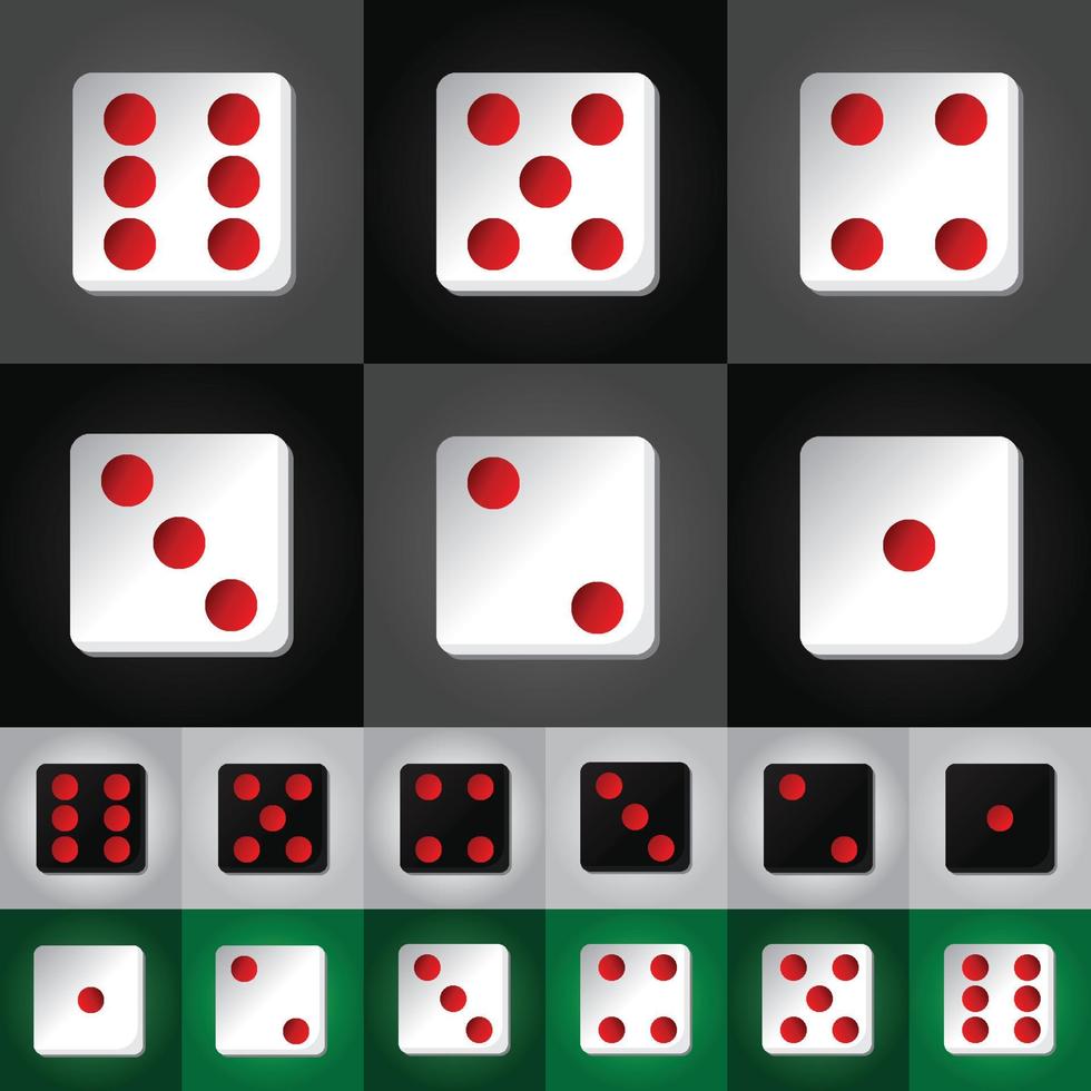 6 Sides of Dices in Dark and Green Vackground Free Vector
