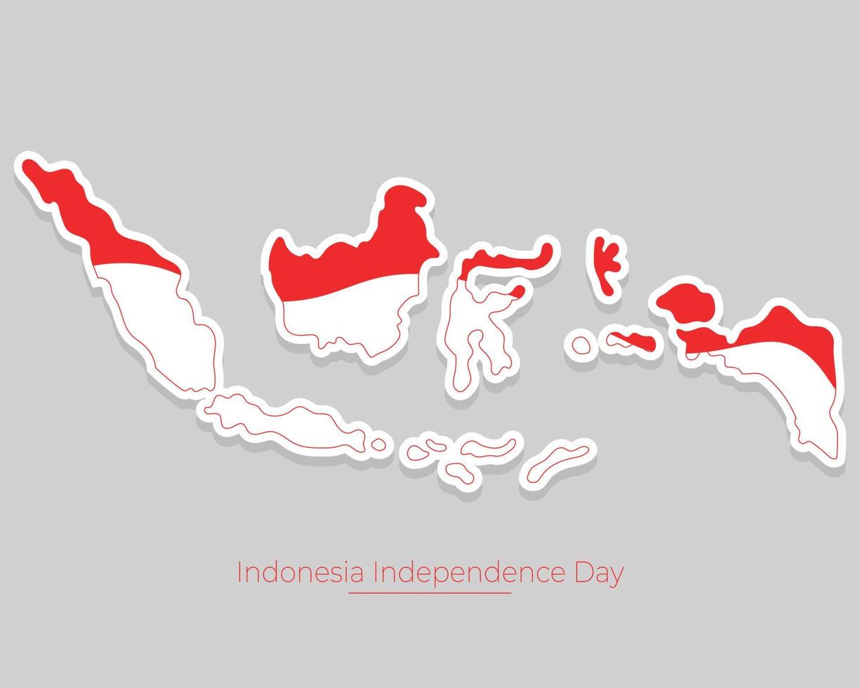 día de la independencia de indonesia con estilo de etiqueta de mapa vector