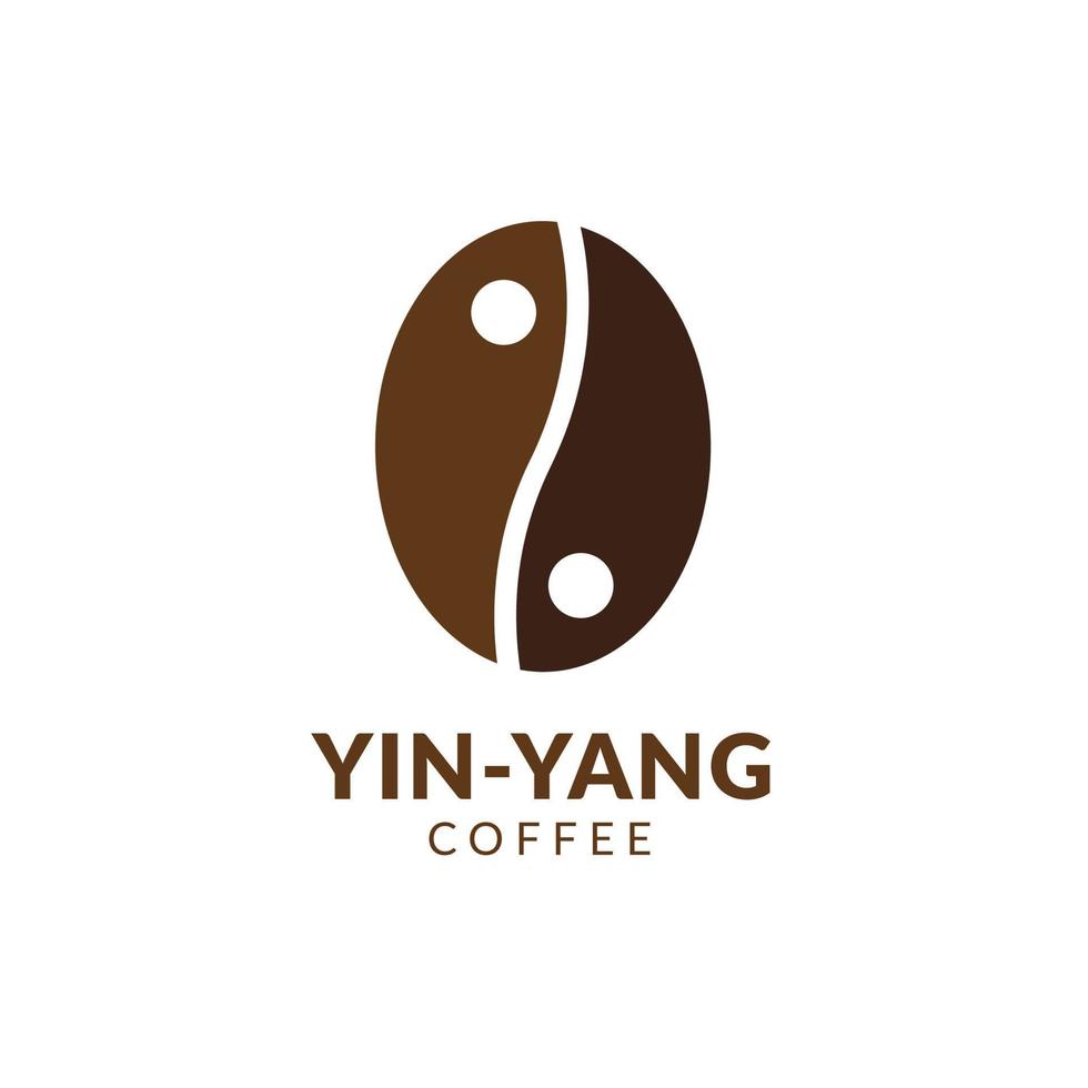 El diseño del logotipo del café yin yang se puede utilizar como símbolos, identidad de marca, logotipo de la empresa, iconos u otros. el color y el texto se pueden cambiar según su necesidad. vector