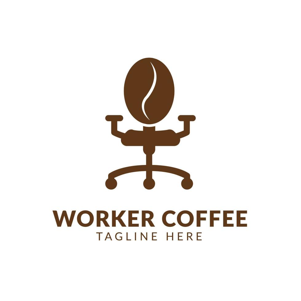 unique logo for coffee cafe,worker coffee logo vector template ,chair coffee