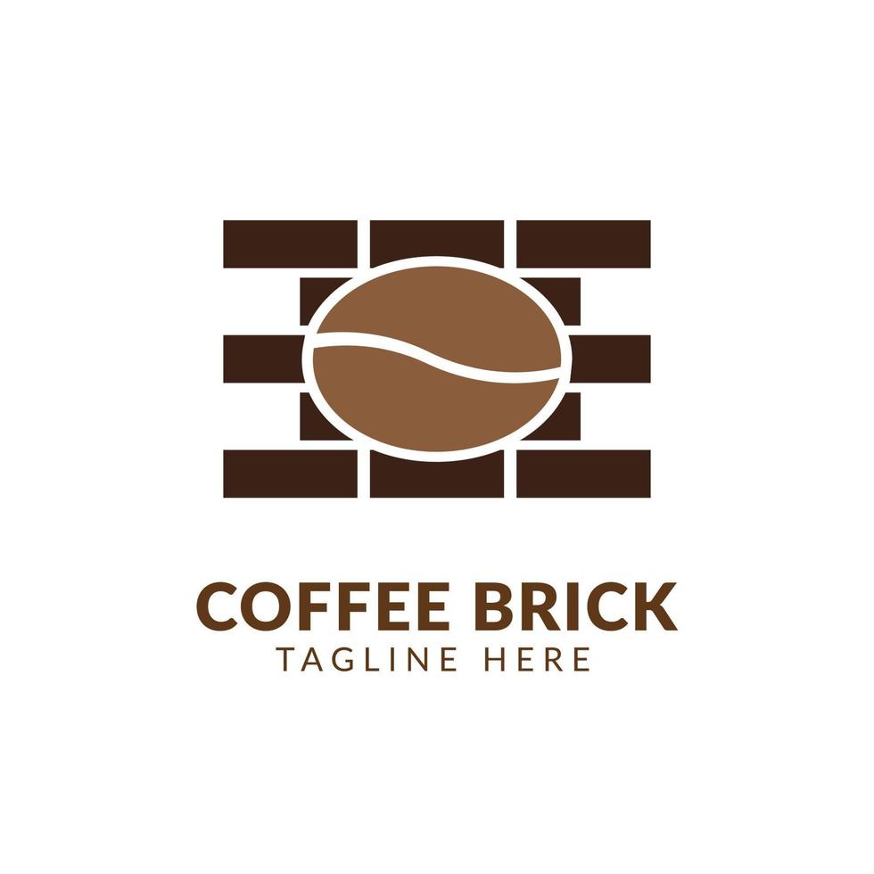 vector de logotipo de ladrillo de café simple, plantilla de diseño de logotipo de vector de taza de café. etiquetas de cafetería vectorial. bebida de café espresso, capuchino, platillo sobre fondo de ladrillo. ilustración vectorial