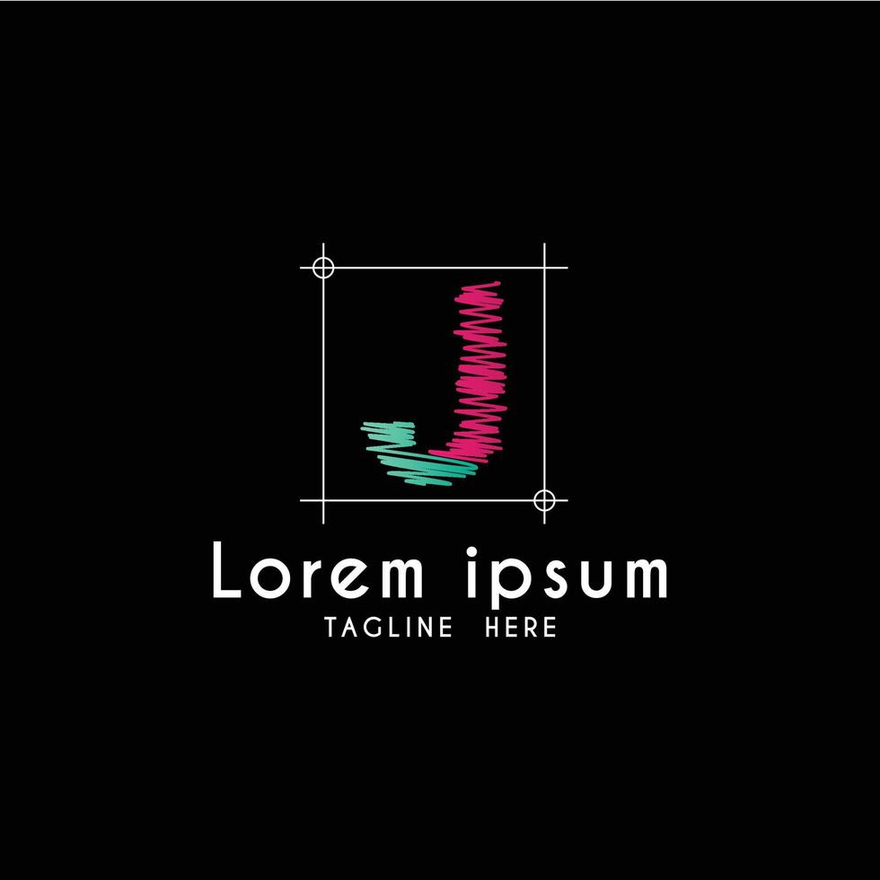 Letter hand drawing, sketch art font Logo vector design with square frame line art. business consulting concept. studio,room,art,group icon. Suitable for business, consulting group company